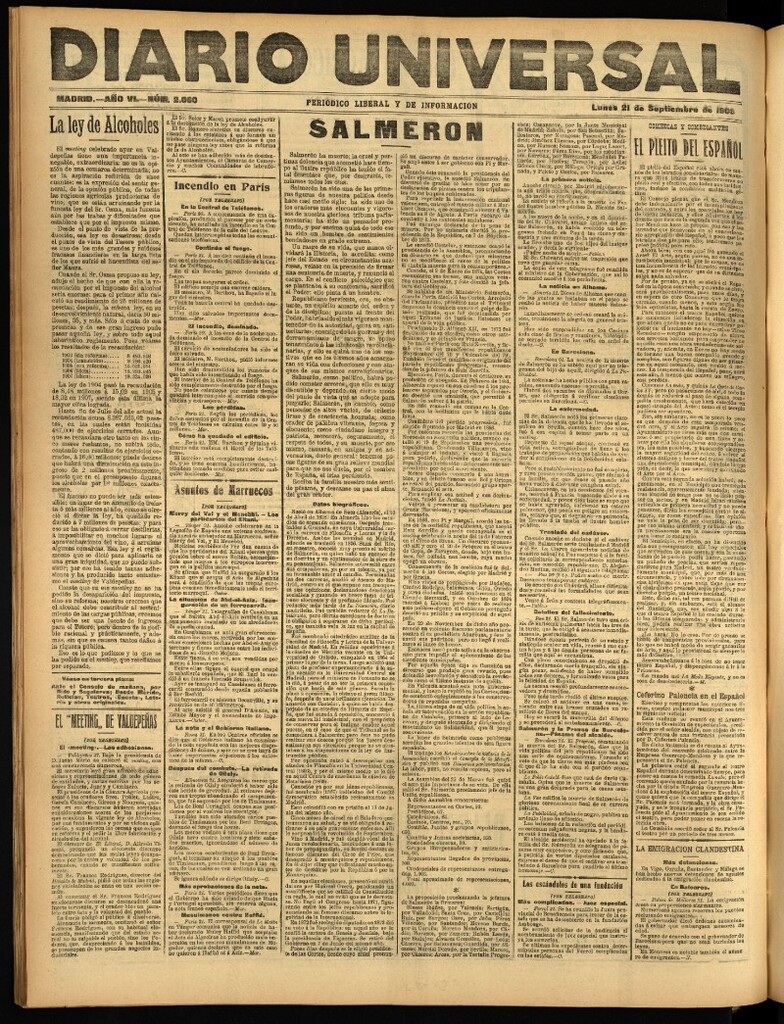Miniatura de Diario Universal del 21 de septiembre de 1908