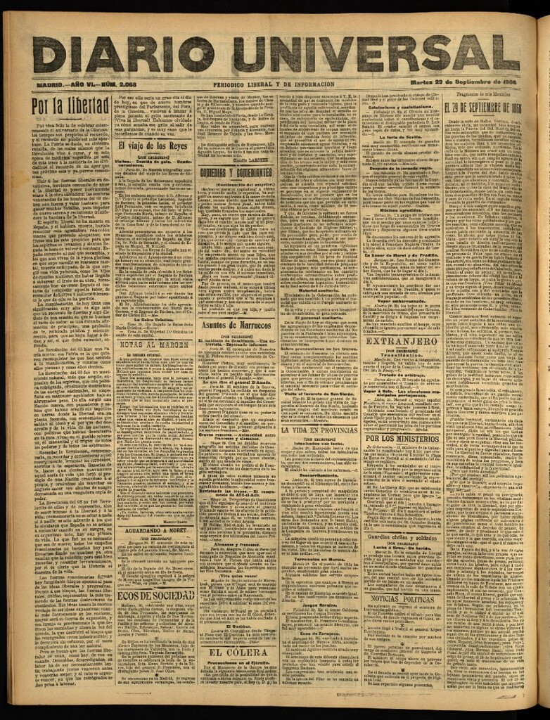 Miniatura de Diario Universal del 29 de septiembre de 1908