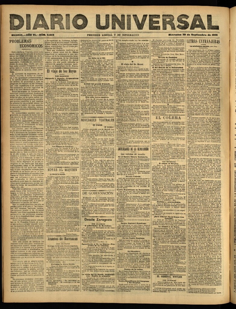 Miniatura de Diario Universal del 30 de septiembre de 1908