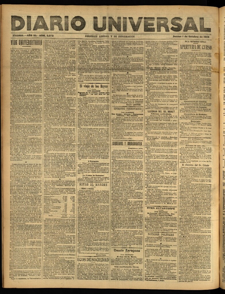 Miniatura de Diario Universal del 1 de octubre de 1908