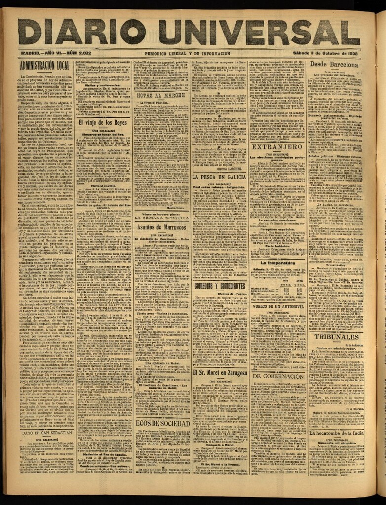 Miniatura de Diario Universal del 3 de octubre de 1908