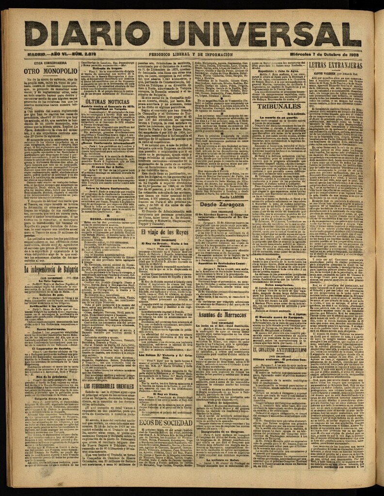 Miniatura de Diario Universal del 7 de octubre de 1908