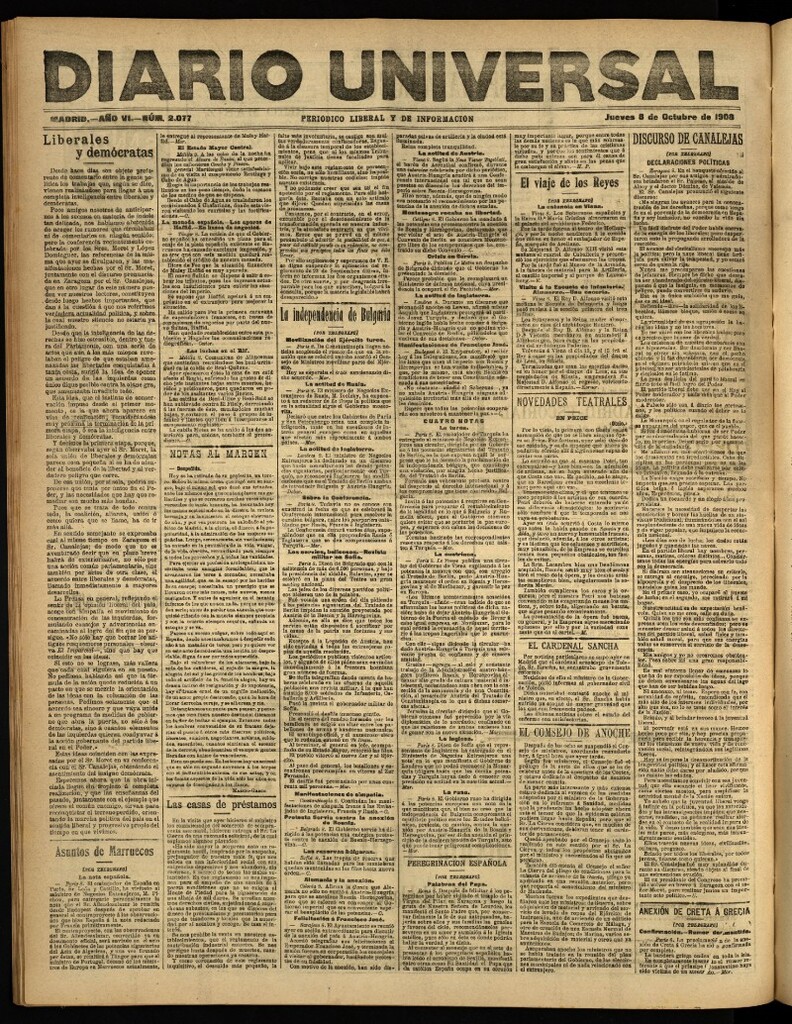 Miniatura de Diario Universal del 8 de octubre de 1908