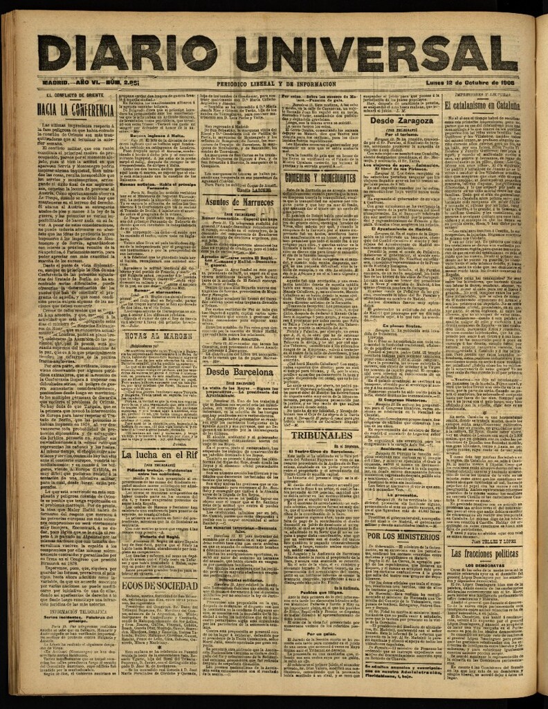 Miniatura de Diario Universal del 12 de octubre de 1908