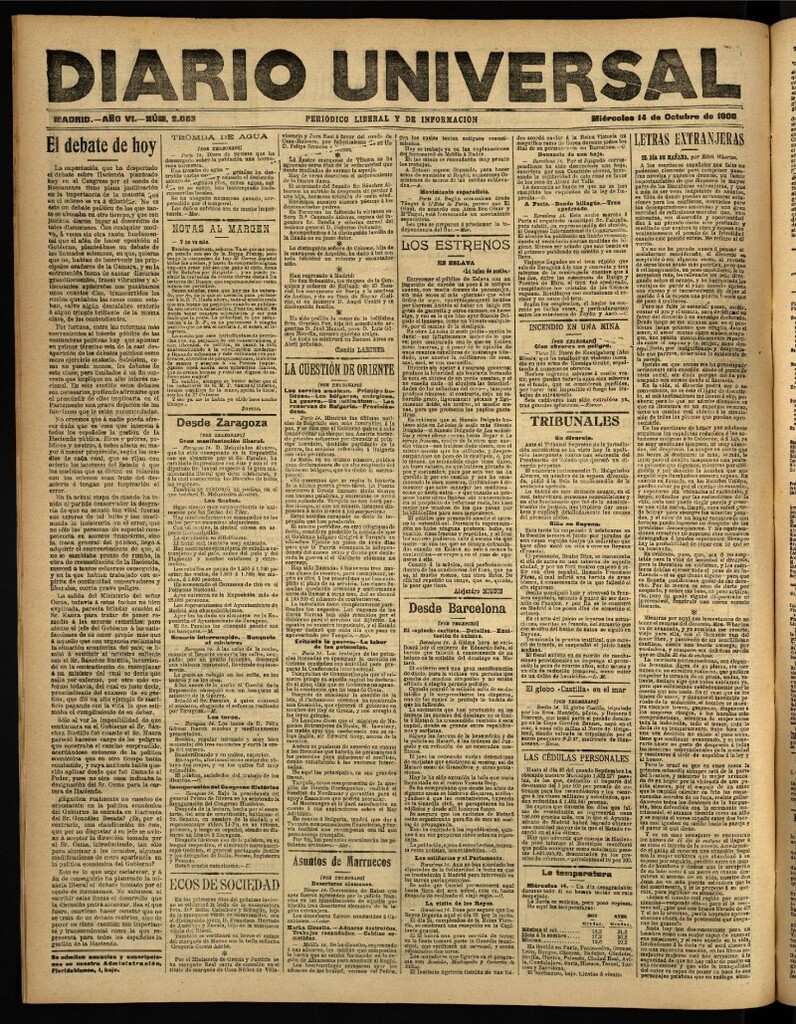 Miniatura de Diario Universal del 14 de octubre de 1908