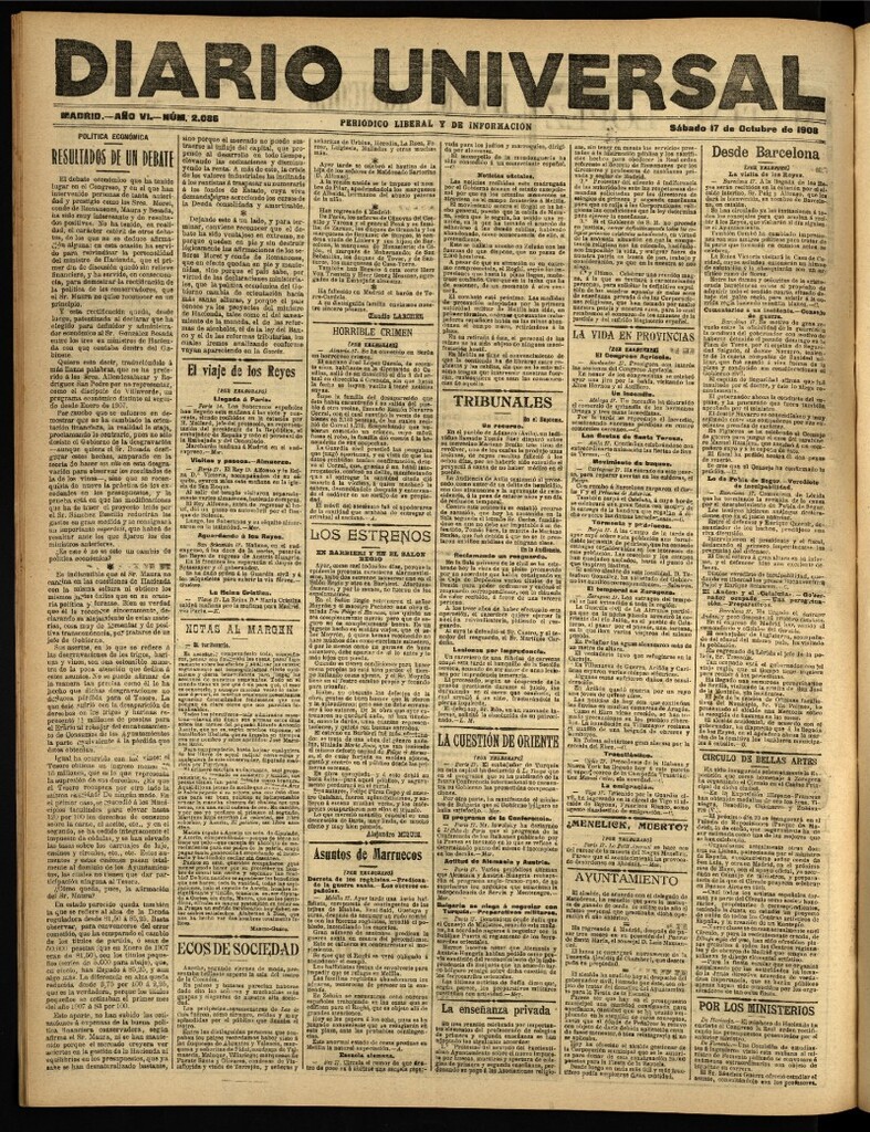 Miniatura de Diario Universal del 17 de octubre de 1908