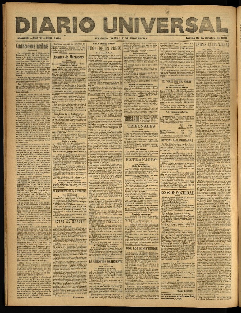 Miniatura de Diario Universal del 22 de octubre de 1908