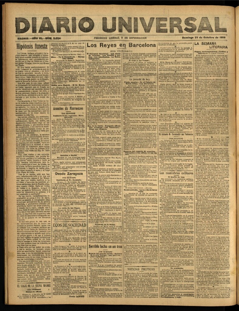 Miniatura de Diario Universal del 25 de octubre de 1908