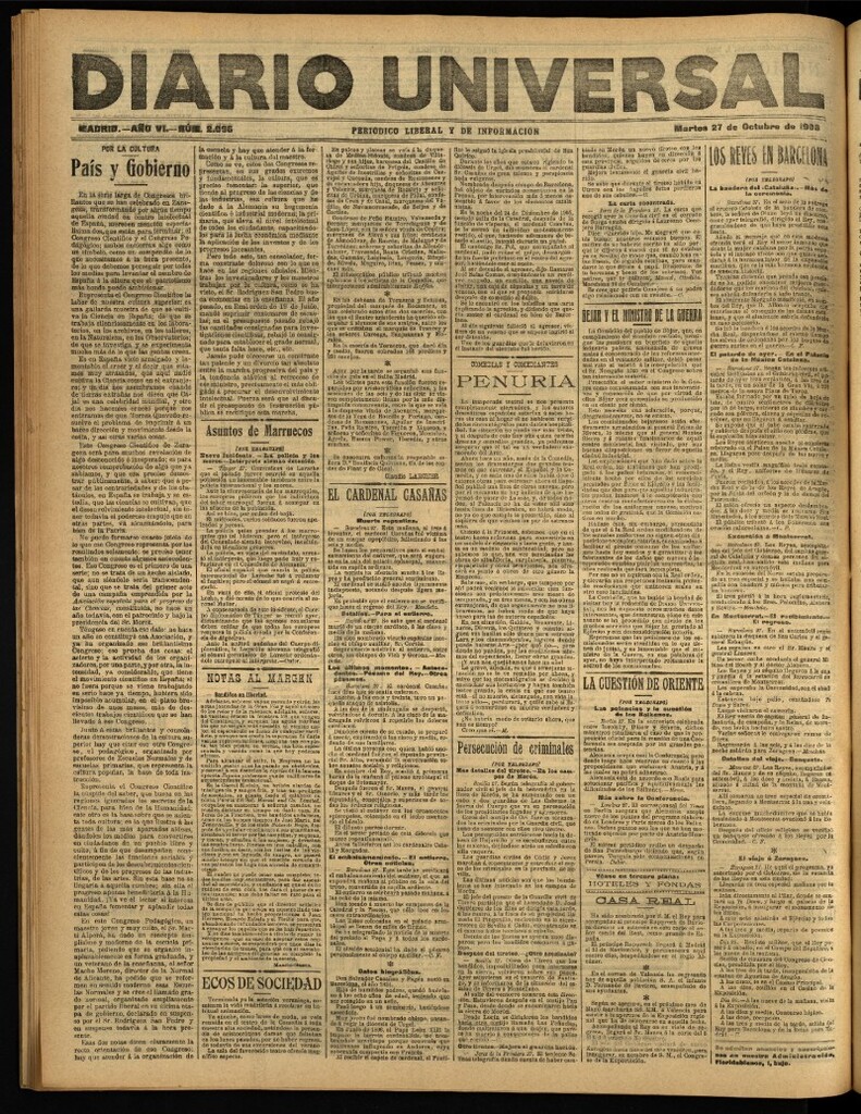 Miniatura de Diario Universal del 27 de octubre de 1908