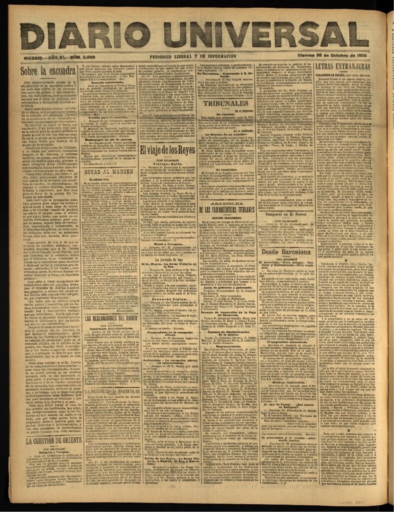 Miniatura de Diario Universal del 30 de octubre de 1908