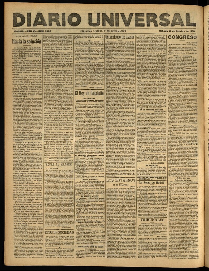 Miniatura de Diario Universal del 31 de octubre de 1908