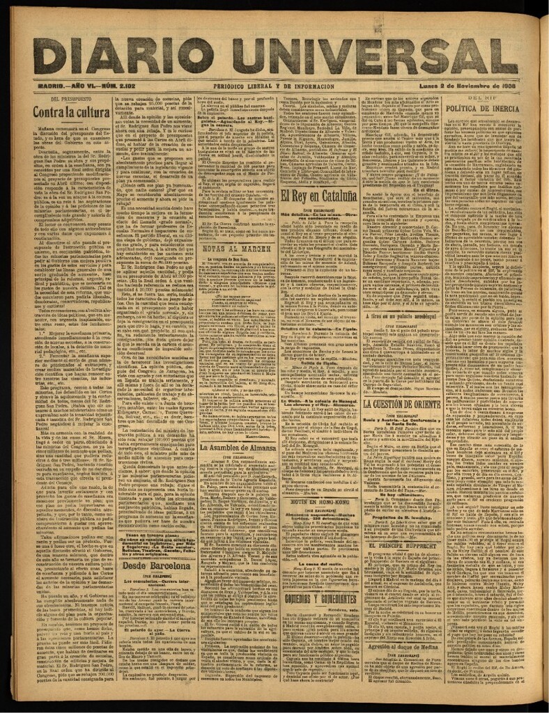 Miniatura de Diario Universal del 2 de noviembre de 1908