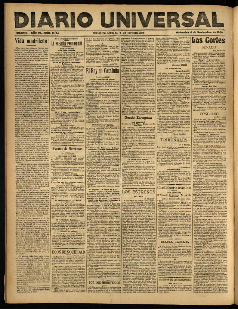Miniatura de Diario Universal del 4 de noviembre de 1908