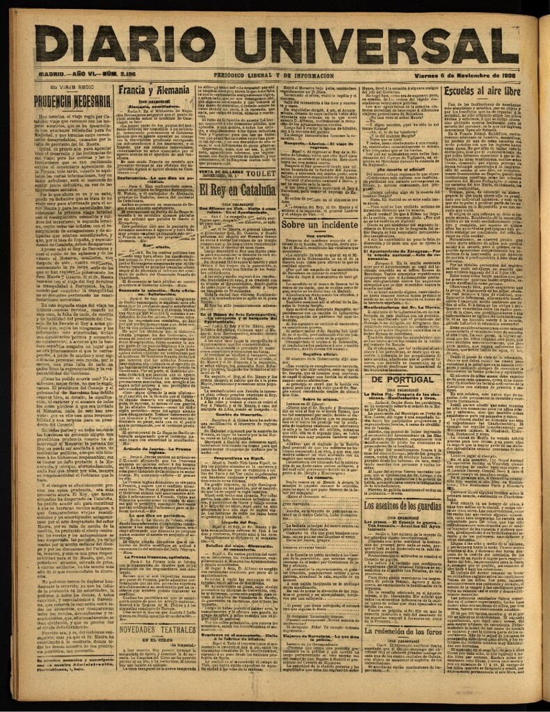 Miniatura de Diario Universal del 6 de noviembre de 1908