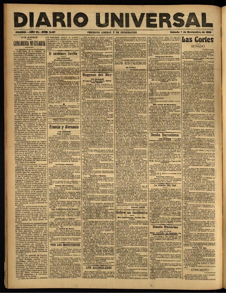 Miniatura de Diario Universal del 7 de noviembre de 1908