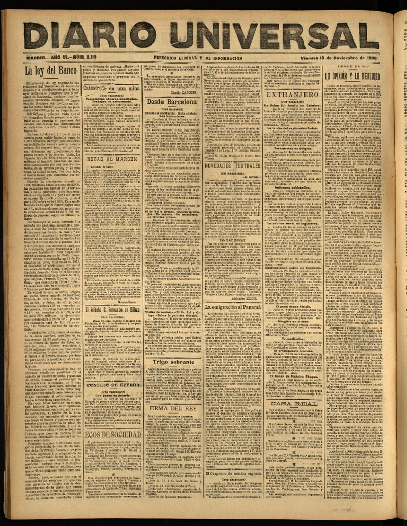 Miniatura de Diario Universal del 13 de noviembre de 1908
