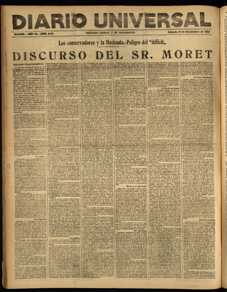 Miniatura de Diario Universal del 14 de noviembre de 1908