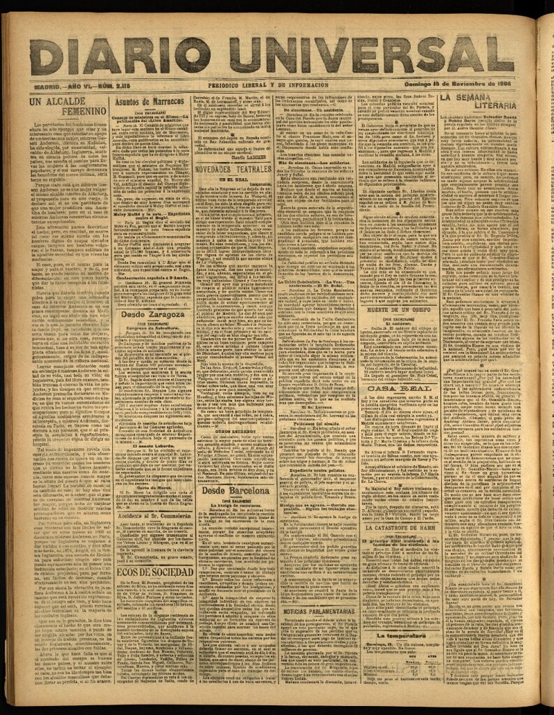 Miniatura de Diario Universal del 15 de noviembre de 1908
