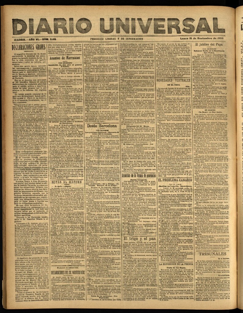 Miniatura de Diario Universal del 16 de noviembre de 1908