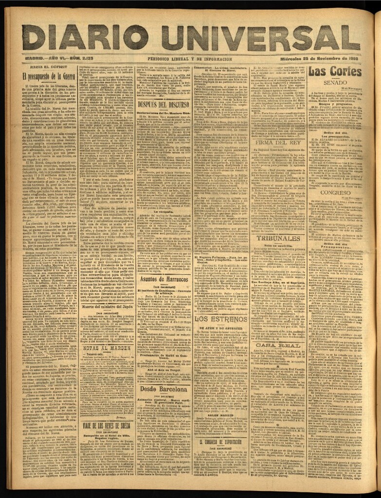 Miniatura de Diario Universal del 25 de noviembre de 1908