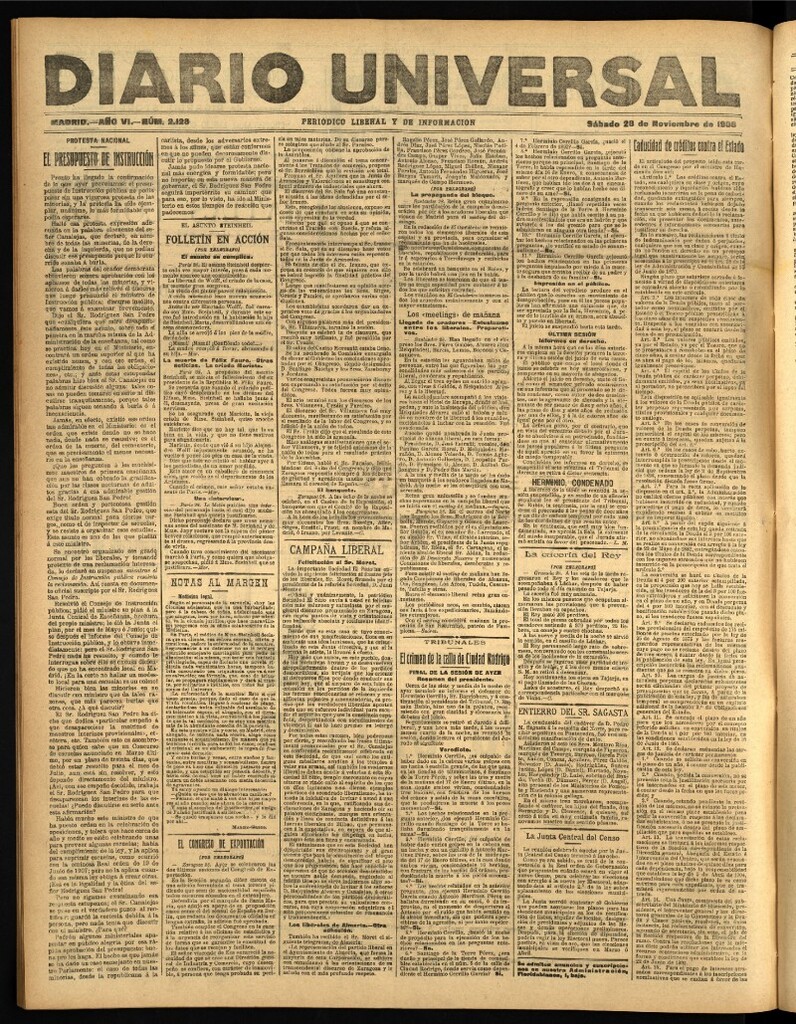 Miniatura de Diario Universal del 28 de noviembre de 1908