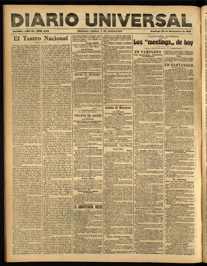 Miniatura de Diario Universal del 29 de noviembre de 1908