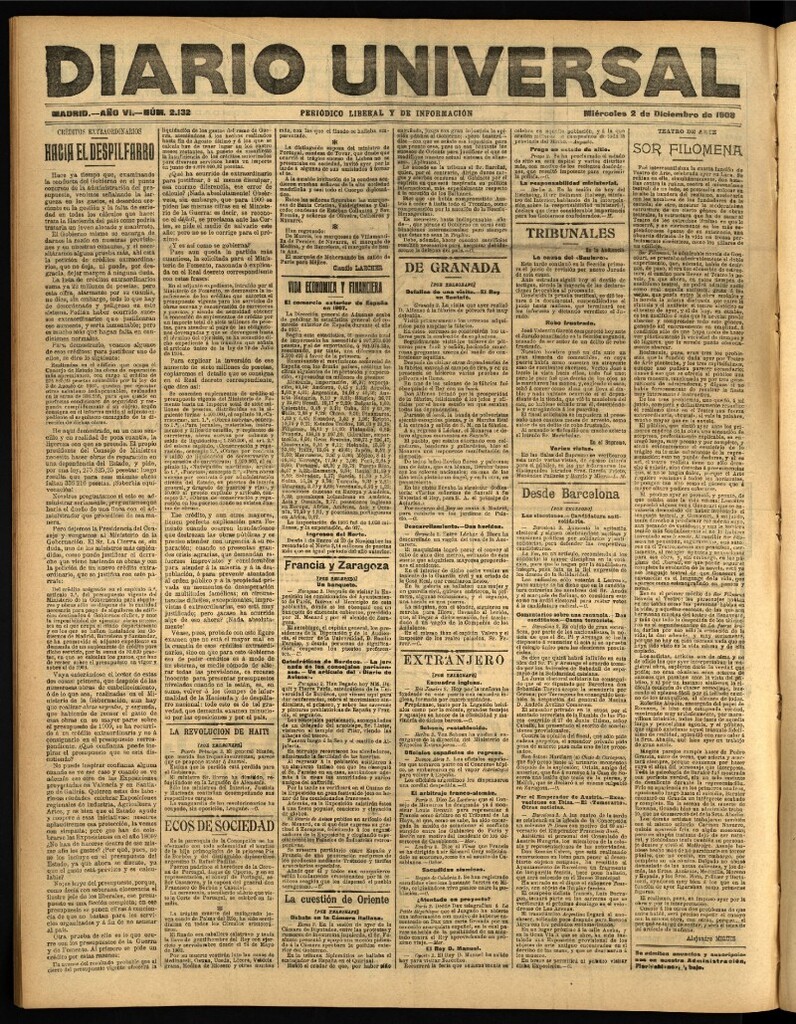 Miniatura de Diario Universal del 2 de diciembre de 1908