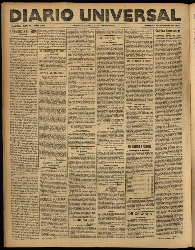 Miniatura de Diario Universal del 4 de diciembre de 1908