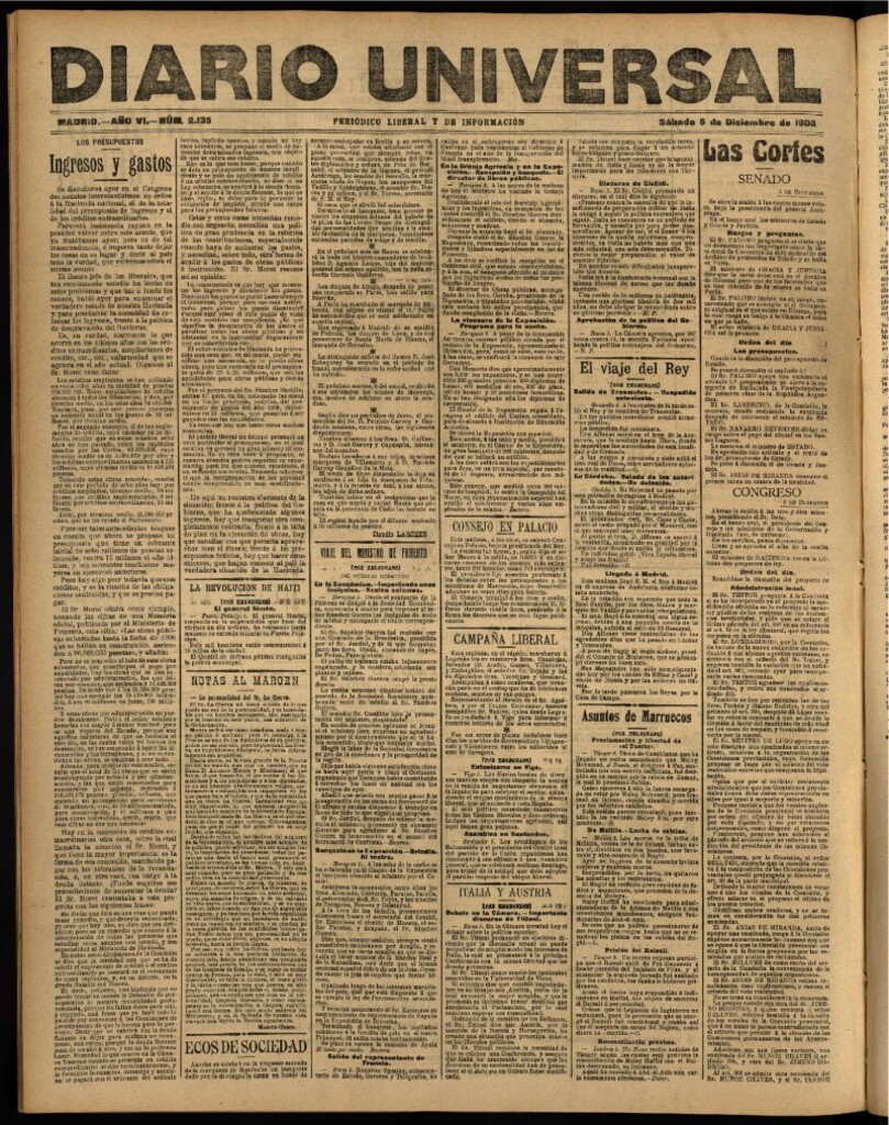 Miniatura de Diario Universal del 5 de diciembre de 1908