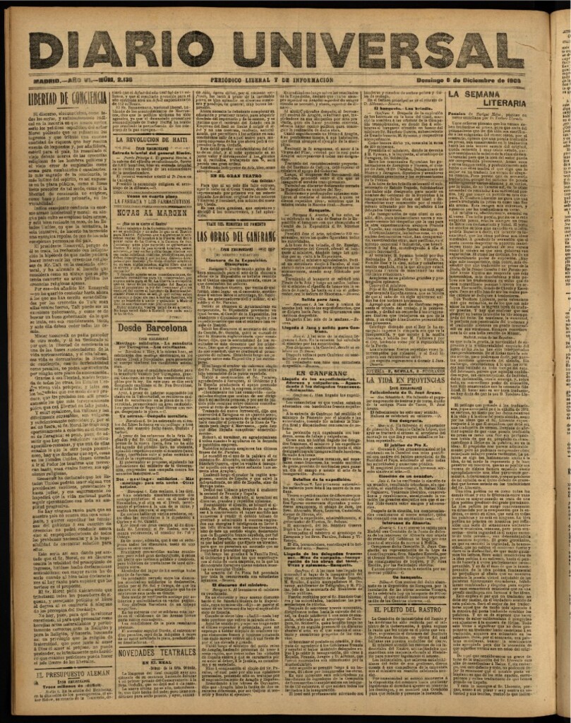 Miniatura de Diario Universal del 6 de diciembre de 1908