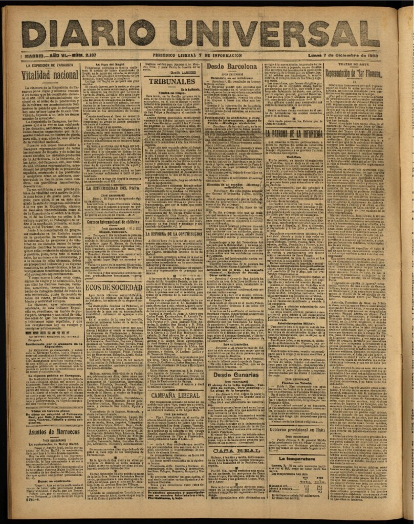 Miniatura de Diario Universal del 7 de diciembre de 1908