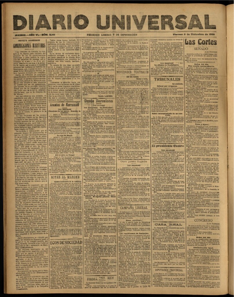 Miniatura de Diario Universal del 11 de diciembre de 1908