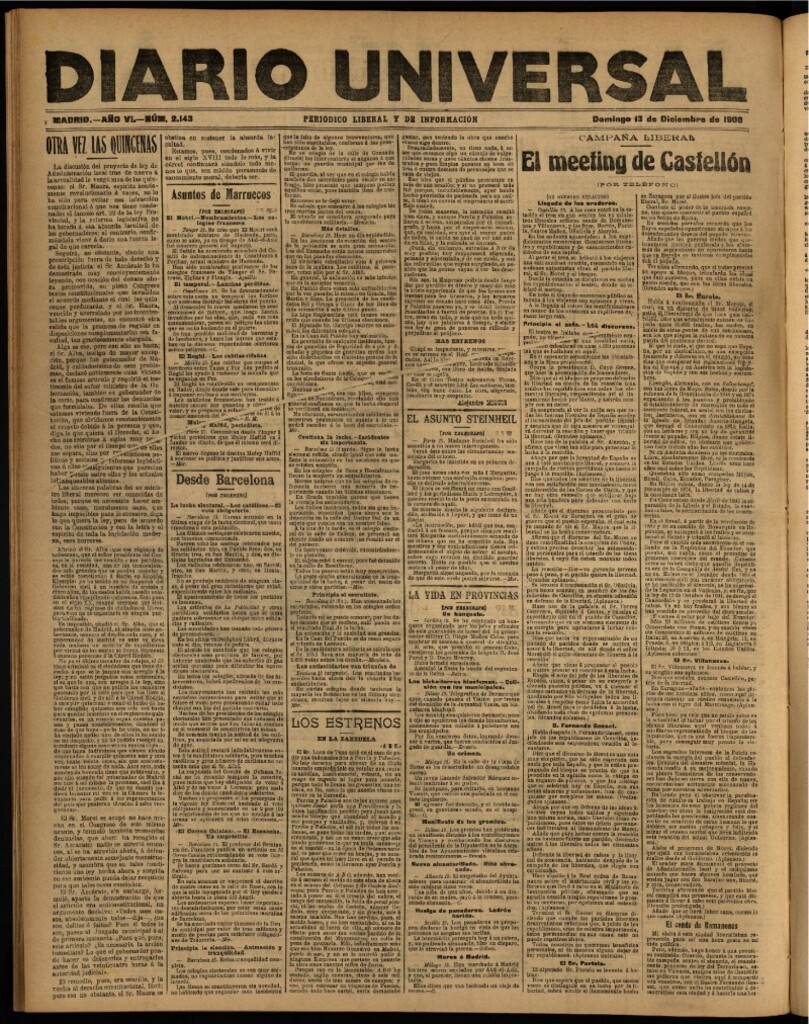 Miniatura de Diario Universal del 13 de diciembre de 1908