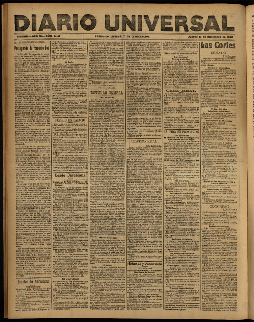 Miniatura de Diario Universal del 17 de diciembre de 1908