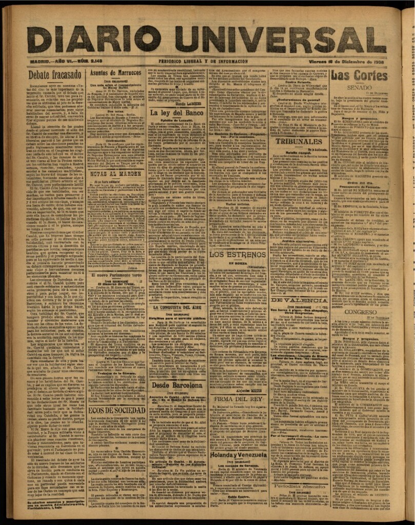 Miniatura de Diario Universal del 18 de diciembre de 1908