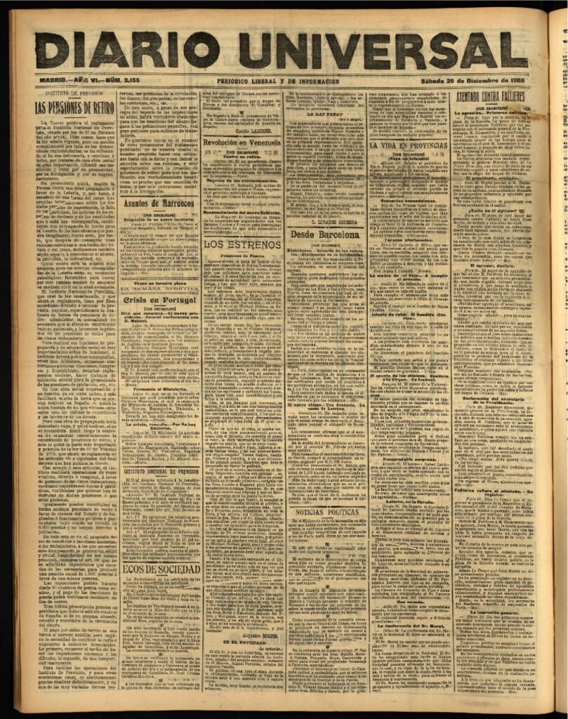 Miniatura de Diario Universal del 26 de diciembre de 1908
