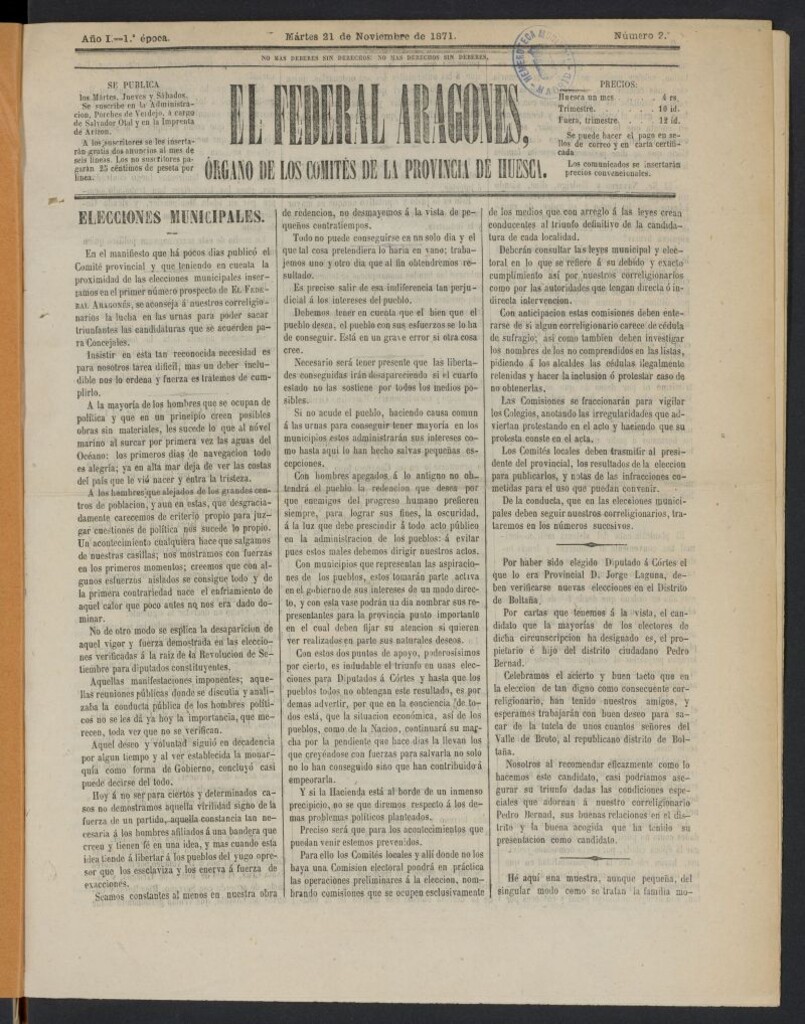 Miniatura de El Federal aragonés