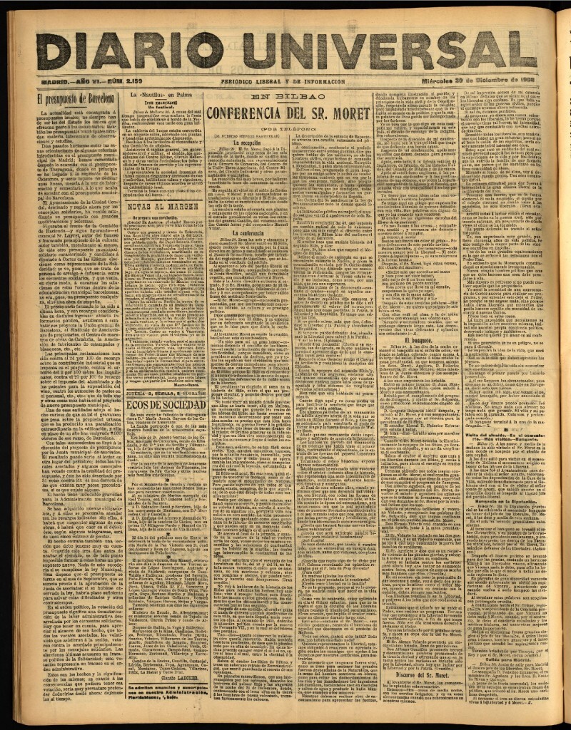 Miniatura de Diario Universal del 30 de diciembre de 1908