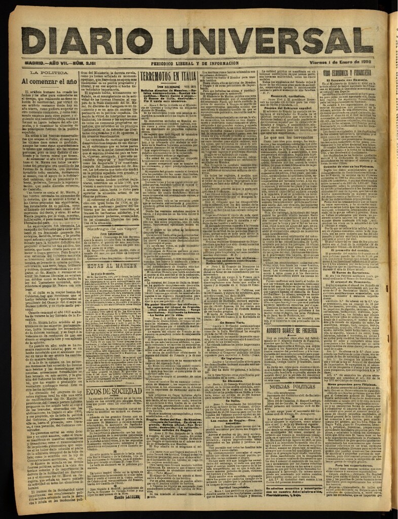 Miniatura de Diario Universal del 1 de enero de 1909