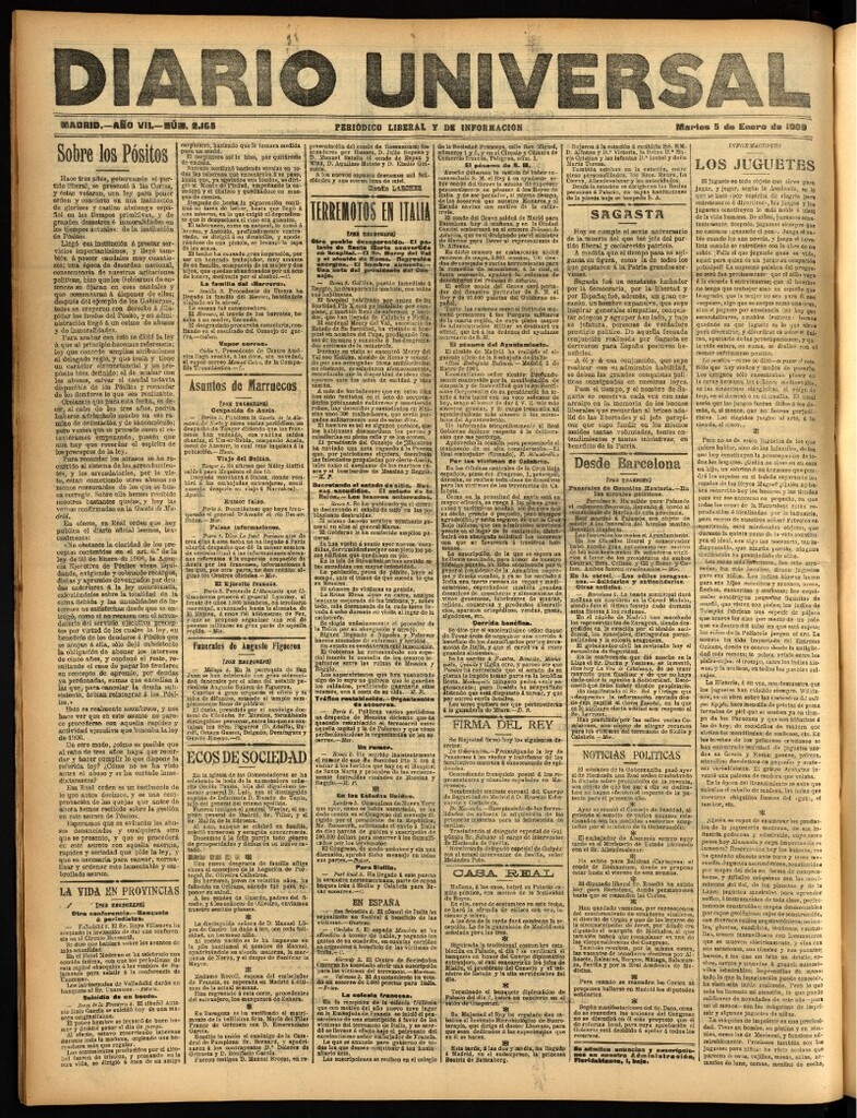 Miniatura de Diario Universal del 5 de enero de 1909
