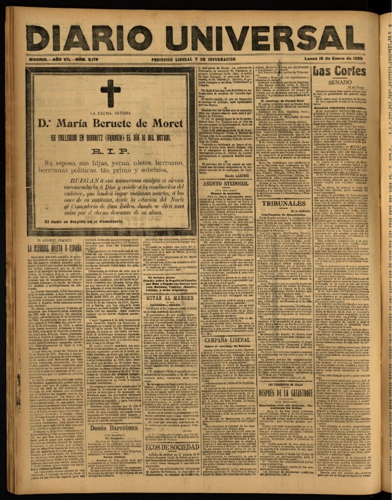 Miniatura de Diario Universal del 18 de enero de 1909