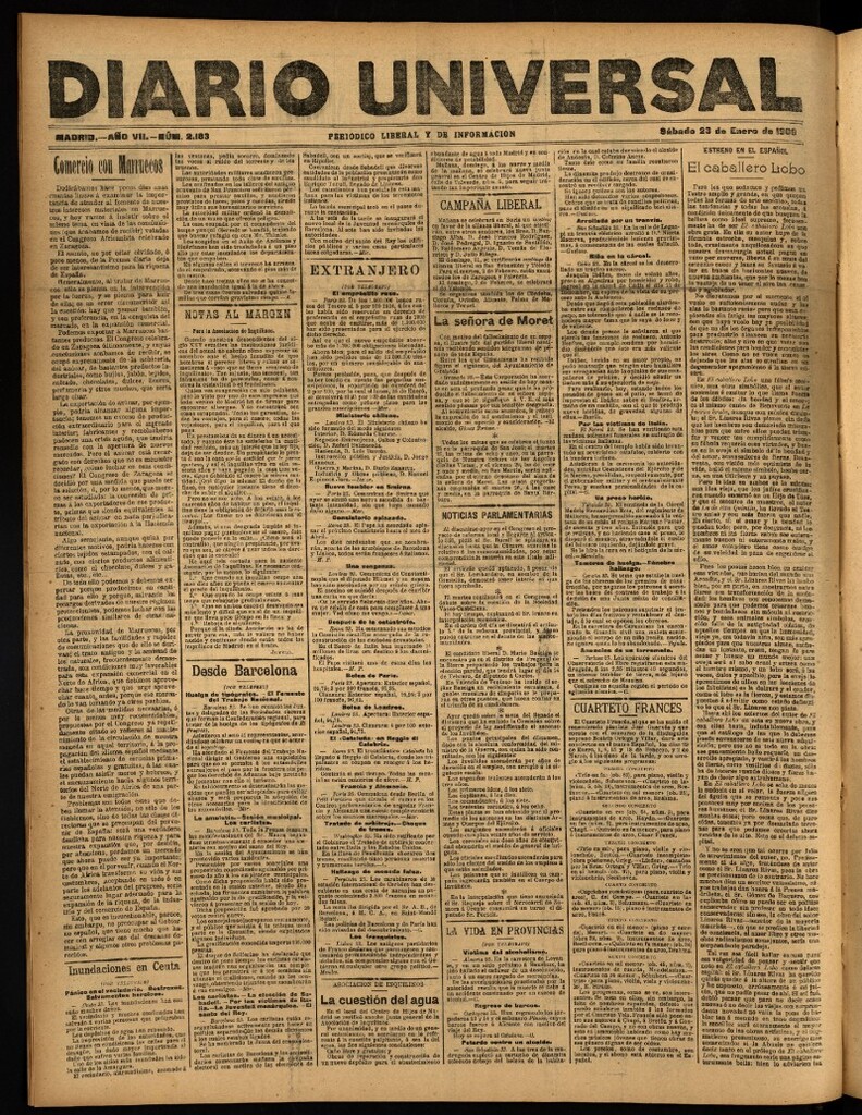 Miniatura de Diario Universal del 23 de enero de 1909