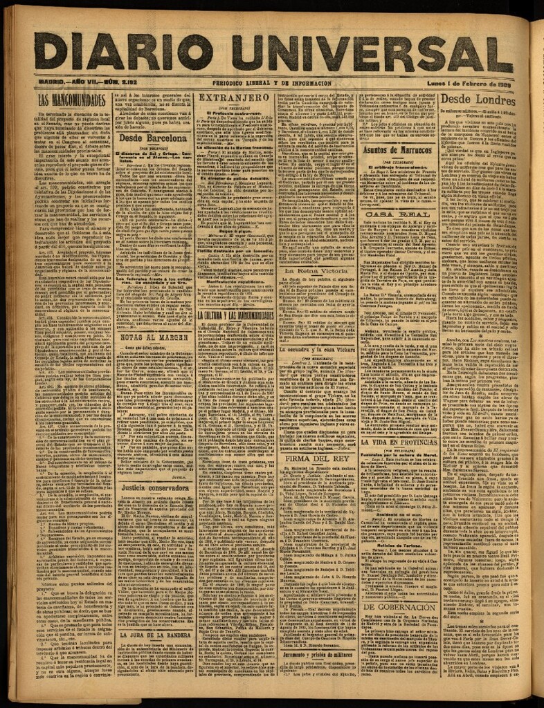 Miniatura de Diario Universal del 1 de febrero de 1909