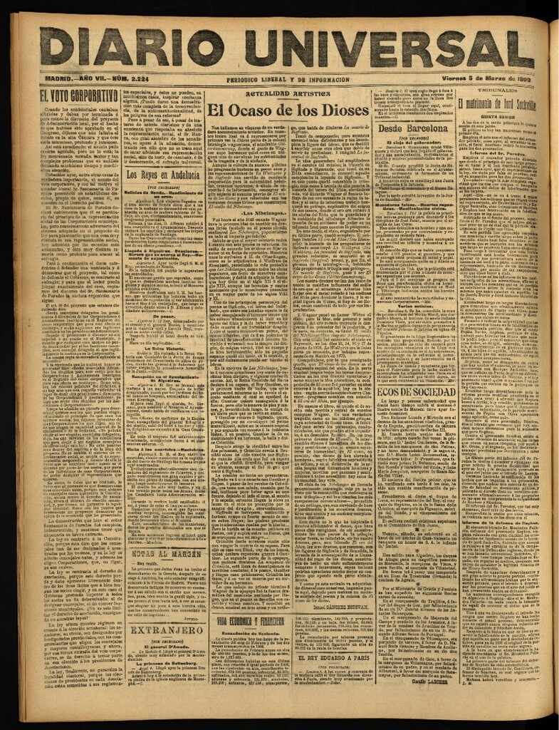 Miniatura de Diario Universal del 5 de marzo de 1909