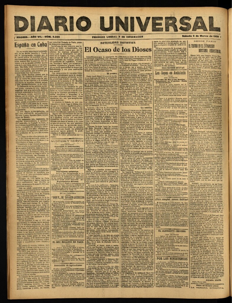 Miniatura de Diario Universal del 6 de marzo de 1909