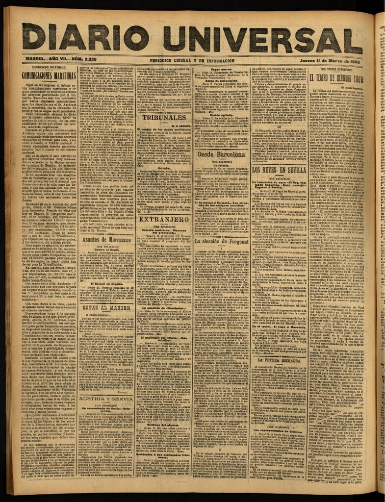 Miniatura de Diario Universal del 11 de marzo de 1909