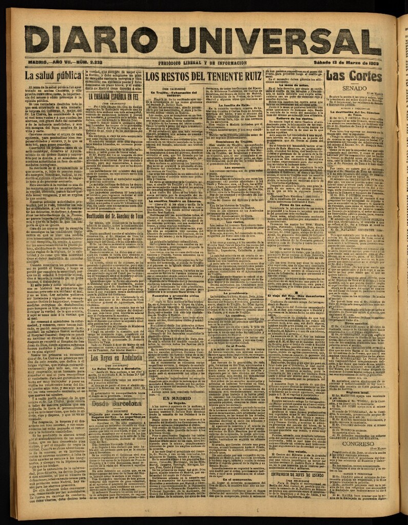 Miniatura de Diario Universal del 13 de marzo de 1909