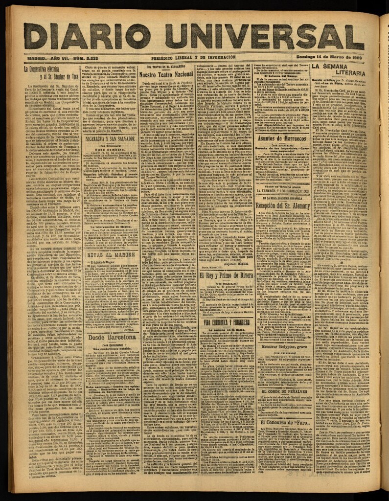 Miniatura de Diario Universal del 14 de marzo de 1909