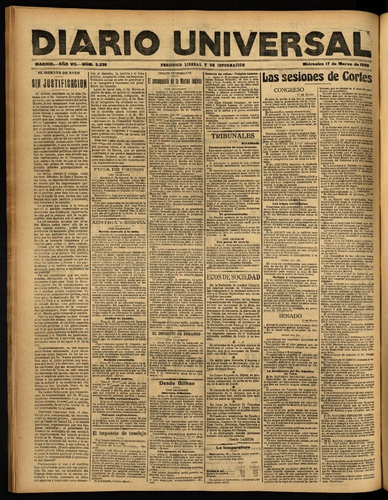 Miniatura de Diario Universal del 17 de marzo de 1909