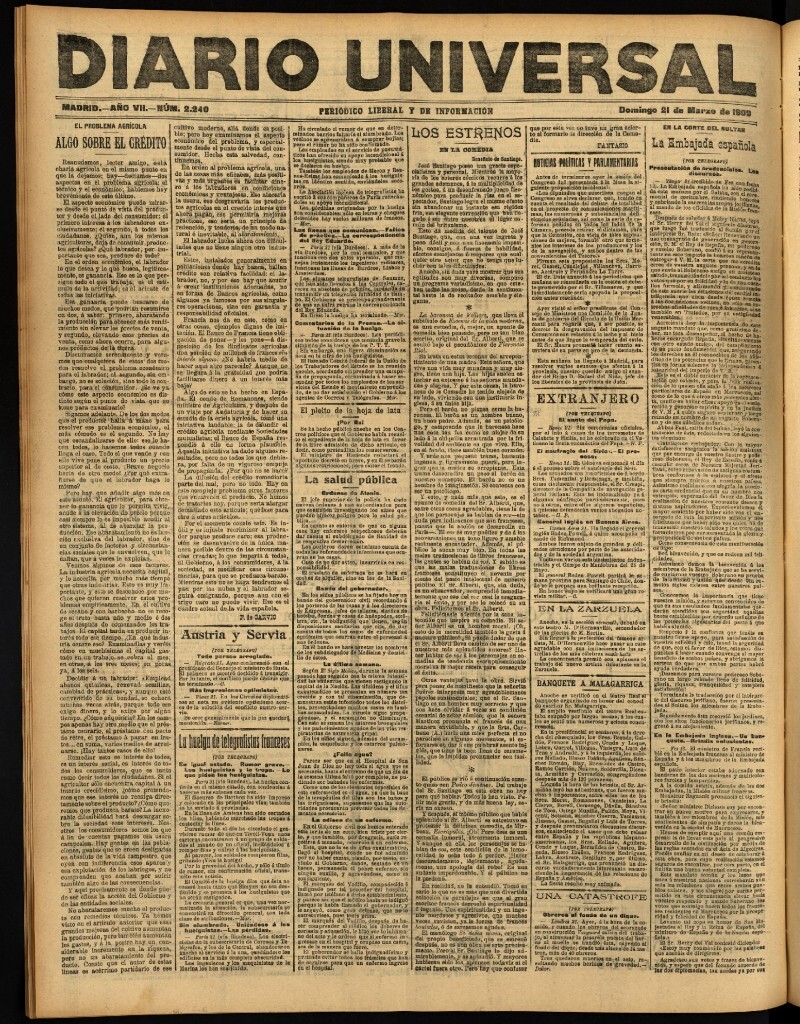 Miniatura de Diario Universal del 21 de marzo de 1909